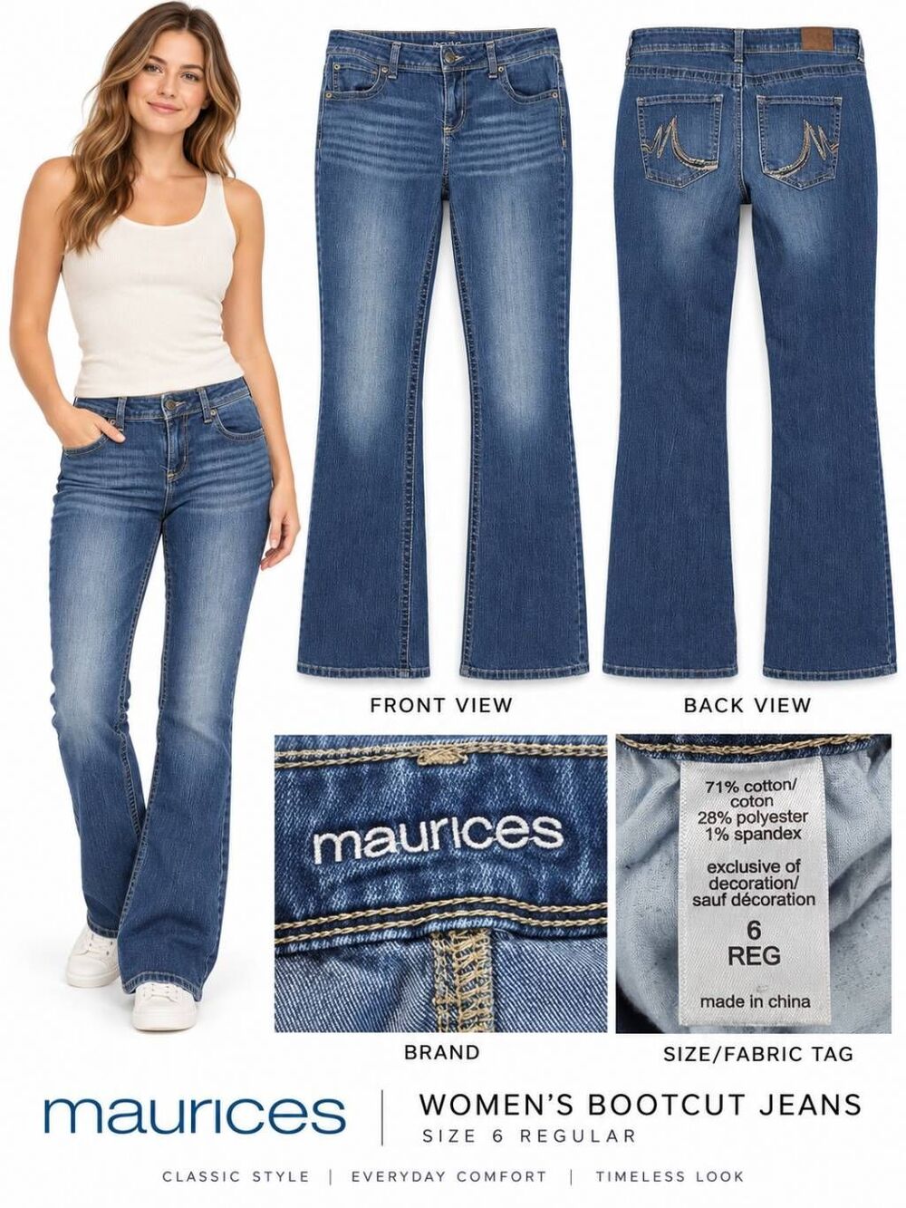 Maurices Size 6 Regular Bootcut Jeans Stretch Medium Wash